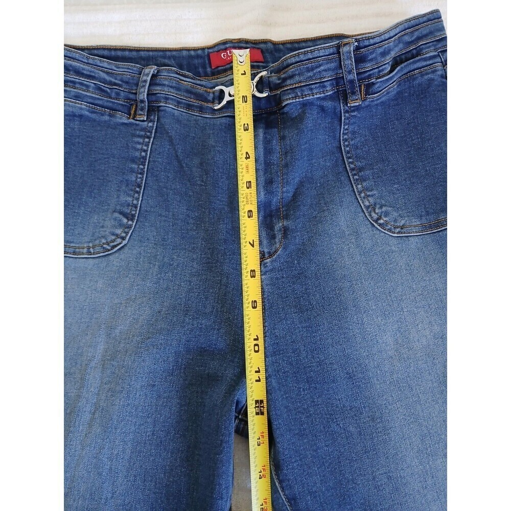 Guess Jeans Women's Jeans Blue Size 34 Wide Leg Flap Pocket Blue Denim Retro - Picture 14 of 16